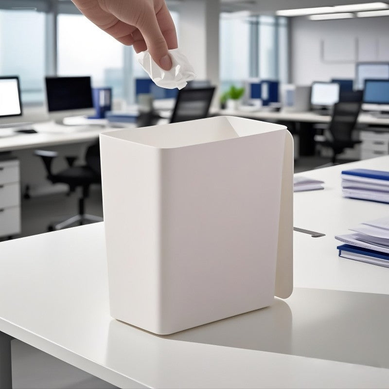 Japanese-style desktop trash can with flip lid, creative mini wastepaper basket for home use in the bedroom