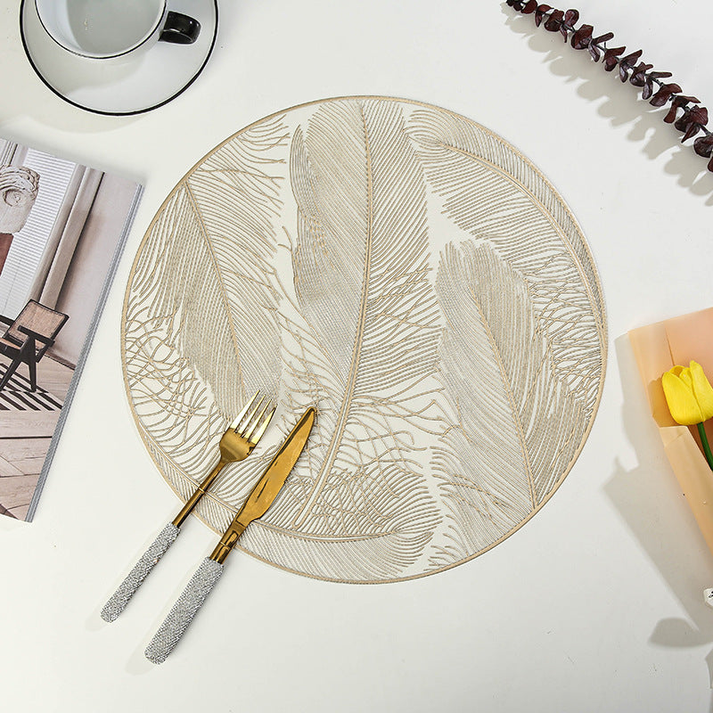 Feather Pattern PVC Heat Resistant Dining Mat