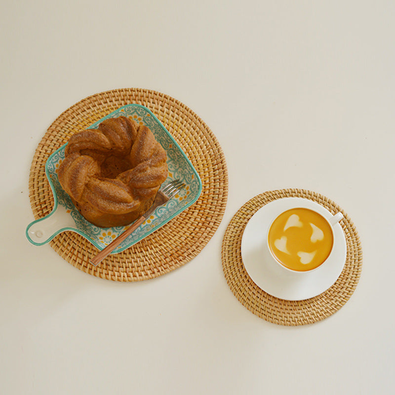 Handwoven Rattan Heat Resistant Coaster Set
