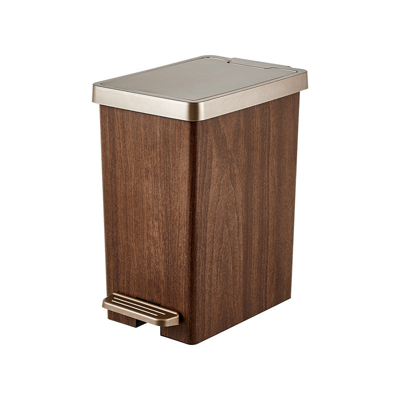 Premium household trash can with push-button lid