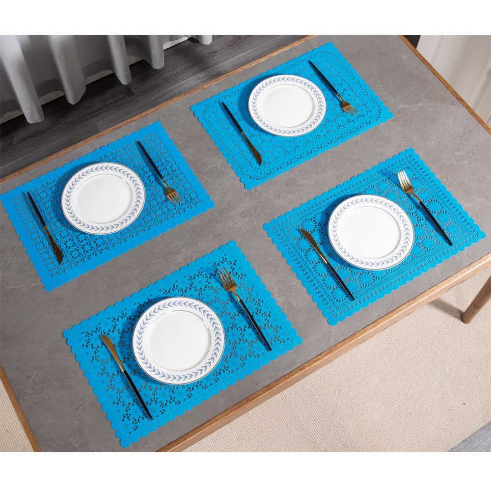 Transparent PVC Floral Heat Resistant Dining Mat