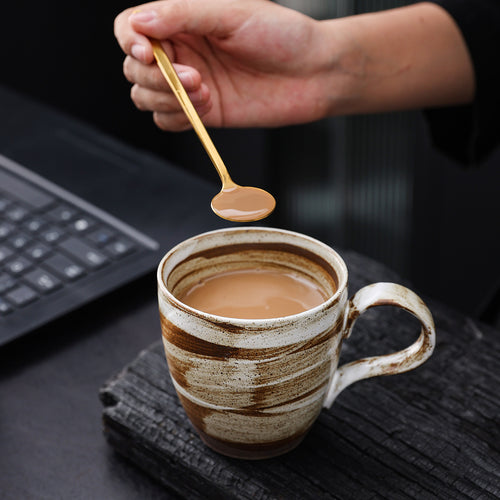 Coarse pottery kiln-fired mug, coffee mug, creative and unique retro tea mug