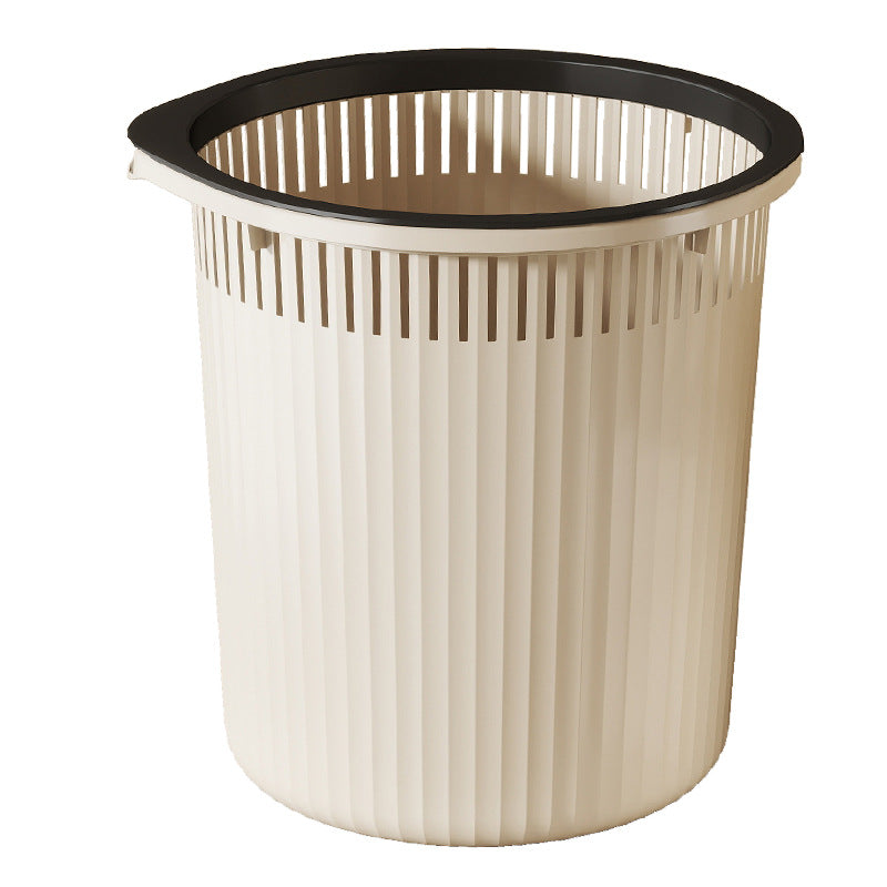Creative vertical striped hollowed-out trash can for home use